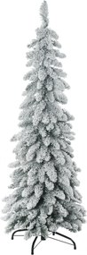 Árvore de Natal artificial altura 135 cm com suporte em aço, 253 ramos com neve, base dobrável, verde