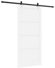 Porta Deslizante vidaXL com Conjunto de Ferragens Branca 93x202 cm Mad
