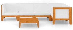 6 pcs conjunto lounge de jardim c/ almofadões acácia maciça