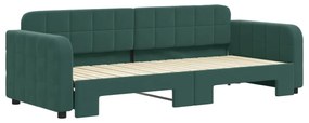 Sofá-cama com gavetão 80x200 cm veludo verde-escuro