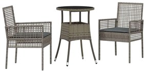 Conjunto de Jantar de Jardim 3 Peças Cinzento em Polirattan