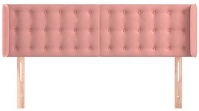 Cabeceira de cama c/ abas veludo 147x16x78/88 cm rosa