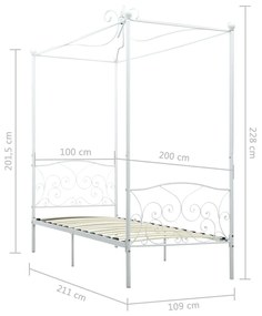 Estrutura de cama com dossel 100x200 cm metal branco