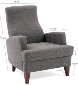 Cadeira Wing Kana – Cinzento Escuro – 76x91x87 cm