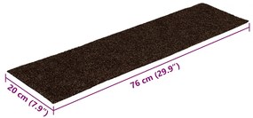 Tapetes de escada adesivos 30 pcs 76x20 cm retangular castanho