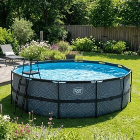 Piscina redonda Stone ø450x122cm com bomba de filtro de areia - Cinzenta