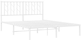 Estrutura de cama com cabeceira 140x200 cm metal branco