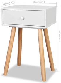 Mesas de cabeceira 2 pcs pinho maciço 40x30x61 cm branco