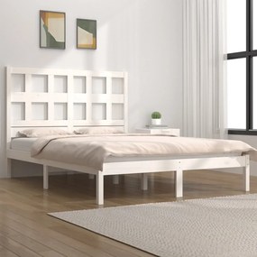 Cama sem colchão 140x200 cm madeira de pinho maciça branco