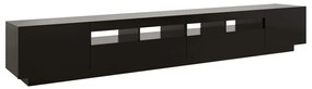 Móvel de TV com luzes LED 260x35x40 cm preto