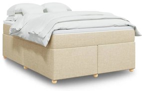 vidaXL Cama com molas/colchão 140x200 cm tecido cor creme