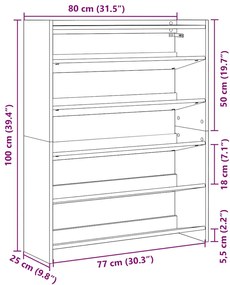 Sapateira 80x25x100 cm derivados de madeira cinzento cimento