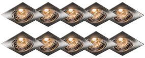 Foco embutido moderno em aço inclinável conjunto de 10 - Edu