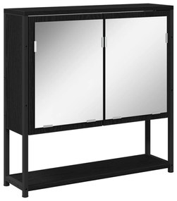 Conjunto de Móveis de Casa de Banho 4 Peças Carvalho Preto Madeira Eng