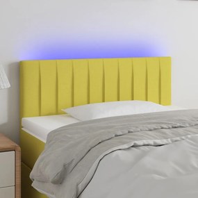 vidaXL Cabeceira de cama c/ luzes LED tecido 90x5x78/88 cm verde
