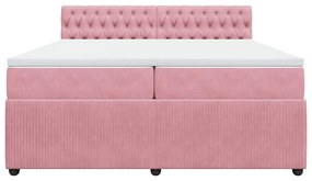 Cama com molas/colchão 200x200 cm veludo rosa