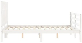 Estrutura de cama com cabeceira 140x200cm madeira maciça branco