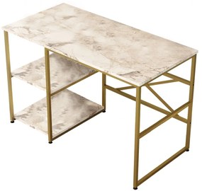 Secretária VG23 – Mármore Branco e Dourado – 120x75x60 cm