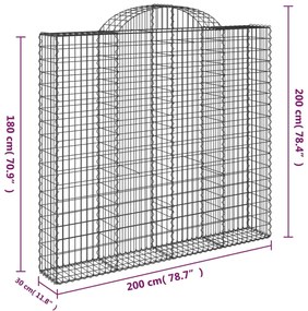 Cestos gabião arqueados 12pcs 200x30x180/200 ferro galvanizado