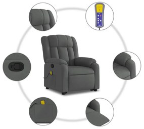 Poltrona elevatória de massagens tecido cinzento-escuro
