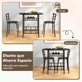 Conjunto de cozinha e jantar de 3 peças de com mesa de cozinha e 2 Cadeiras Tampo de mesa em madeira Tampo de mesa folheado a madeira Suporte adiciona