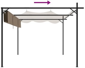 Pérgola com toldo retrátil 295x292x230 cm cor cinza-acastanhado