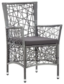 7 pcs conjunto de jantar para exterior vime PE cinzento