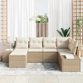 Conjunto de Sofá Modular para Jardim de 6 Peças com Almofadas Bejinhas