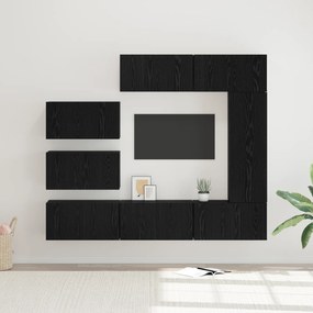 vidaXL Conjunto de Estante para TV com prateleira Outros 8 pcs Carvalho Preto
