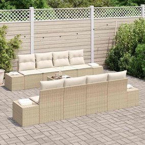 Sofá de Jardim Modular de 7 Peças com Almofadas em Rattan Sintético Be