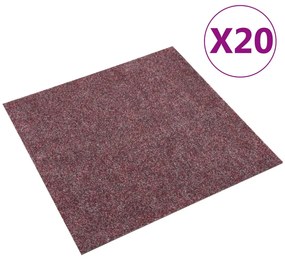 vidaXL Ladrilhos de carpete para pisos 20 pcs 5 m² vermelho-escuro