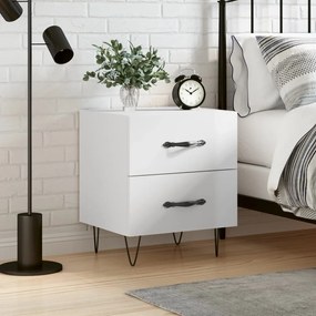 vidaXL Mesa de cabeceira derivados de madeira branco brilhante
