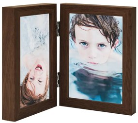 vidaXL Moldura com duas dobras 2x(10x15 cm) castanho-escuro
