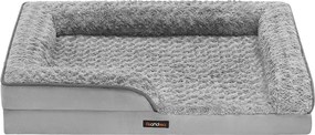 Cama ortopédica para cães com revestimento em pelúcia 91 x 68 x 16 cm Cinzento