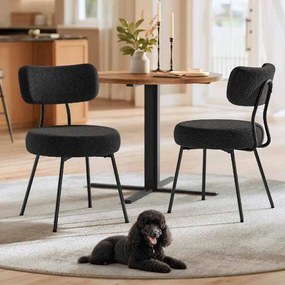 Conjunto de 2 cadeiras de sala de jantar com superfície em velo Pretas