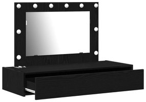 Mesa de Toucador Suspensa com Luzes LED em Carvalho Preto