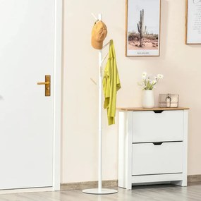 Cabide de Pé Gemma – Ø35x174 cm – Branco e Madeira Natural – Design Nó
