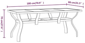 7 pcs conjunto de jantar para jardim cinzento e preto