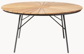 Mesa de jardim redonda com tampo em madeira de teca Ellen, vários tamanhos