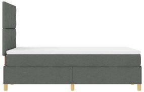 Cama Box Spring com Colchão Cinza Escuro Pequena de Casal Tecido