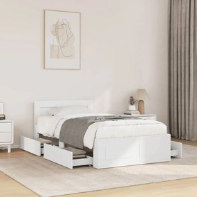 vidaXL Estrutura cama cabeceira 75x190 cm derivados de madeira branco