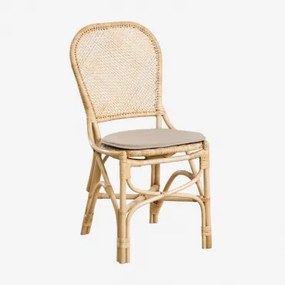 Conjunto De 4 Cadeiras De Jantar Em Rattan Zariel Natural & Castanho Areia - Sklum