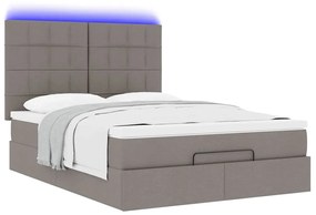 Estrutura de cama otomana com colchão tecido cinzento 140x200cm