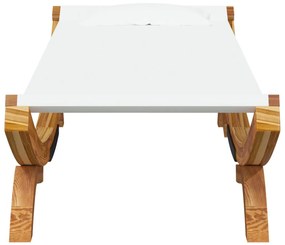 Espreguiçadeira exterior 100x188,5x44cm madeira curva cor creme