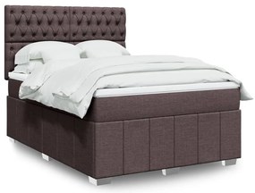 vidaXL Cama com molas/colchão 160x200 cm tecido castanho-escuro