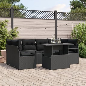 Conjunto de Sofá de Jardim vidaXL 7 Peças com Almofadas Rattan Polímer