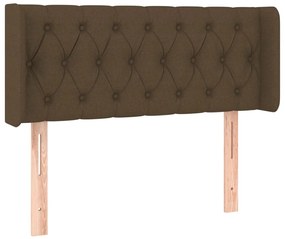 Cabeceira de cama c/ luzes LED tecido 93x16x78/88 cm castanho