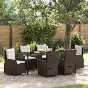 Conjunto de Jantar de 7 Peças para Jardim vidaXL Castanho Polyrattan
