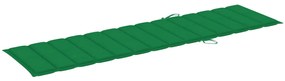 Espreguiçadeira com almofadão verde madeira teca maciça