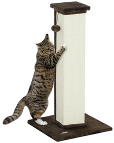 PawHut Poste Arranhador para Gatos Altura 81 cm Arranhador para Gatos com Poste de Sisal e Bola Suspensa 41x41x81 cm Marrom | Aosom Portugal